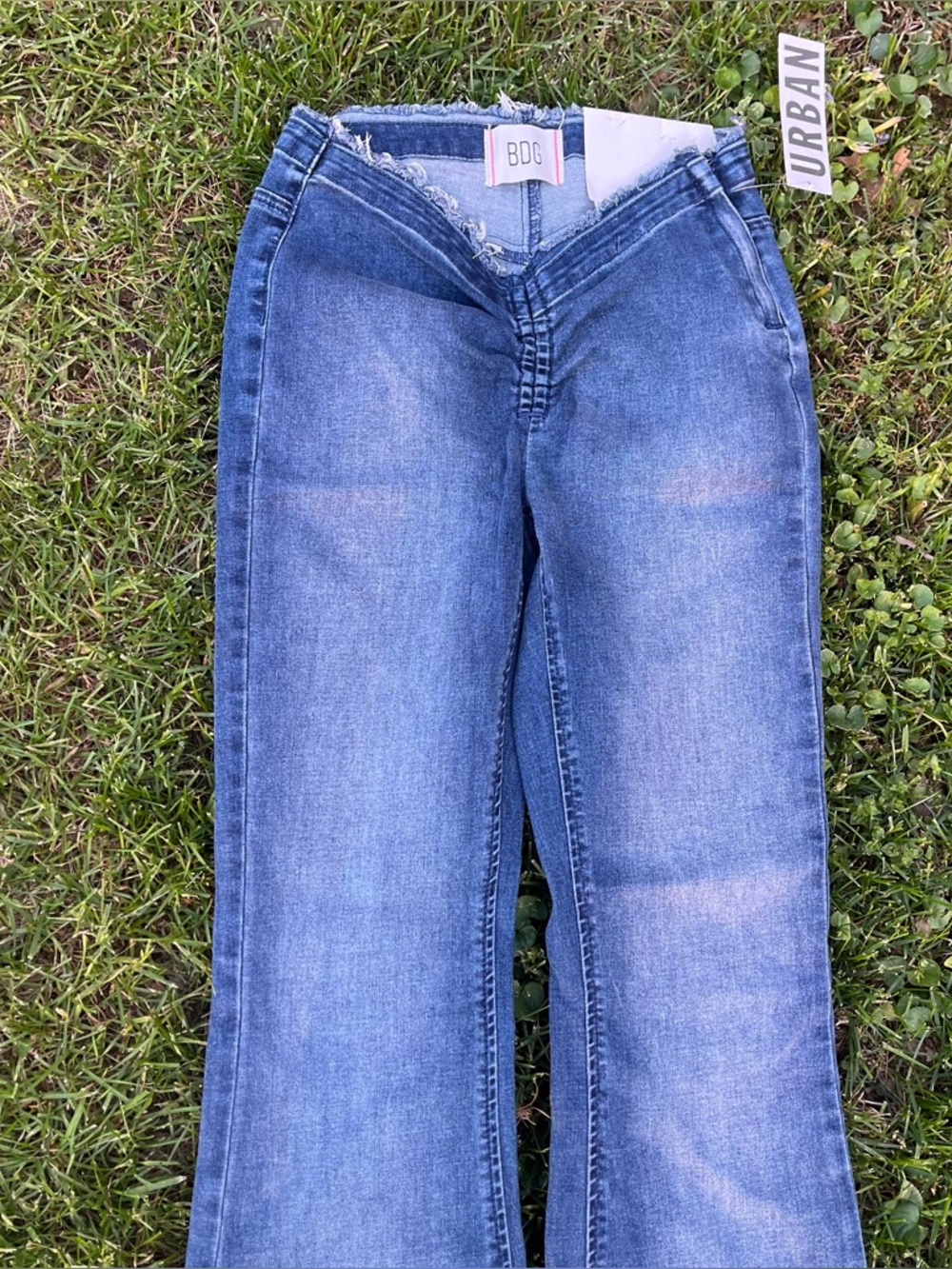 BDG Women's Blue Flare Jeans - V-Waist Detail